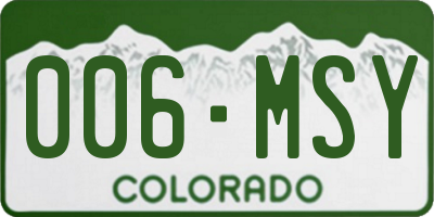 CO license plate 006MSY