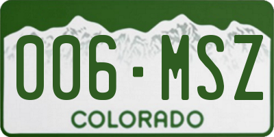CO license plate 006MSZ