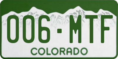 CO license plate 006MTF