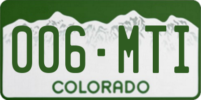 CO license plate 006MTI