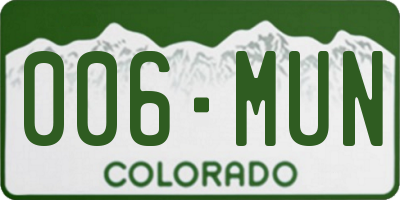 CO license plate 006MUN
