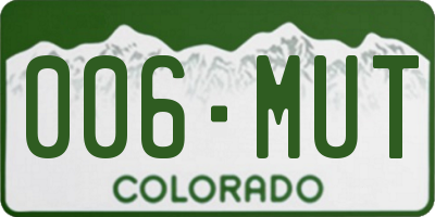 CO license plate 006MUT