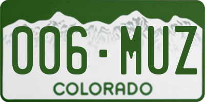 CO license plate 006MUZ