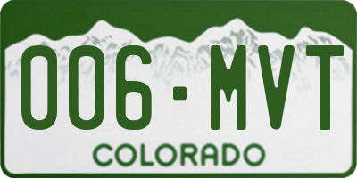 CO license plate 006MVT