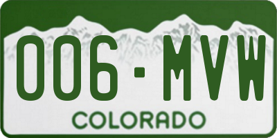 CO license plate 006MVW