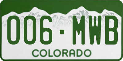 CO license plate 006MWB