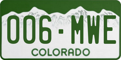 CO license plate 006MWE