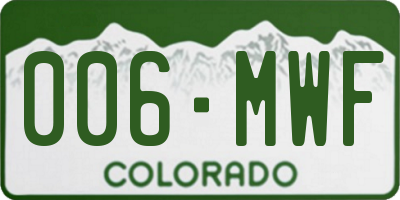 CO license plate 006MWF