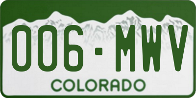CO license plate 006MWV