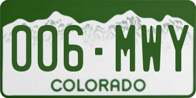 CO license plate 006MWY