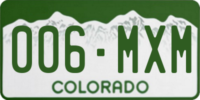 CO license plate 006MXM