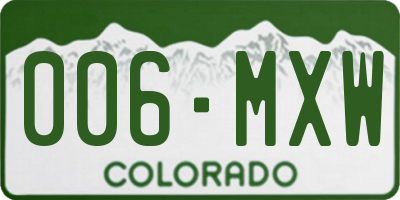 CO license plate 006MXW
