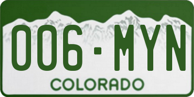 CO license plate 006MYN