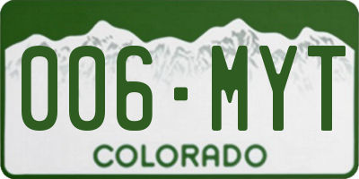 CO license plate 006MYT