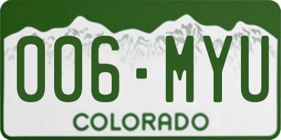 CO license plate 006MYU