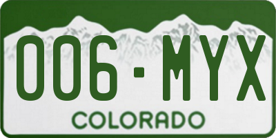 CO license plate 006MYX