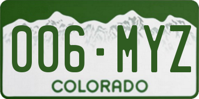 CO license plate 006MYZ