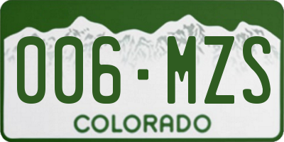 CO license plate 006MZS