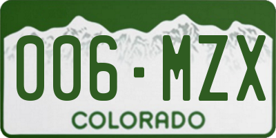 CO license plate 006MZX