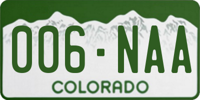 CO license plate 006NAA