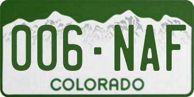 CO license plate 006NAF