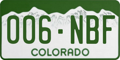 CO license plate 006NBF