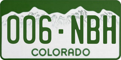 CO license plate 006NBH