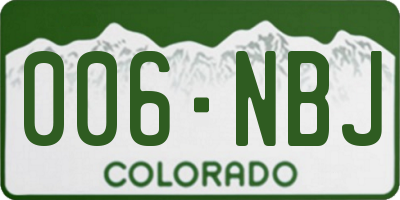 CO license plate 006NBJ