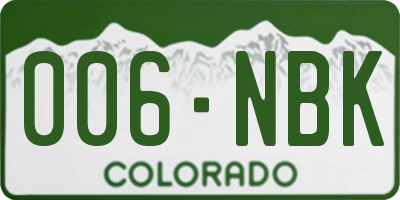 CO license plate 006NBK
