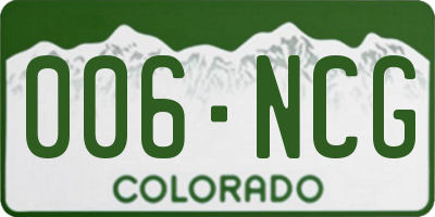 CO license plate 006NCG