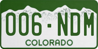 CO license plate 006NDM