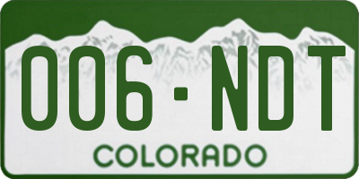 CO license plate 006NDT