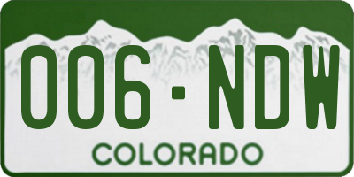 CO license plate 006NDW