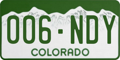 CO license plate 006NDY