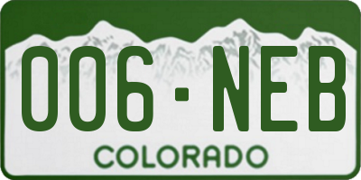 CO license plate 006NEB