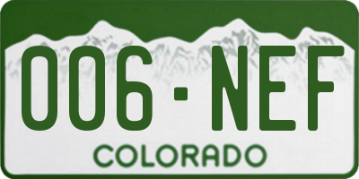 CO license plate 006NEF