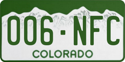 CO license plate 006NFC