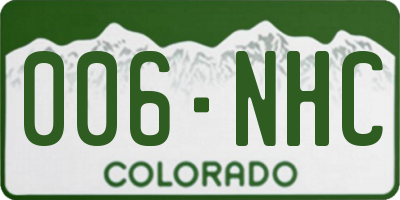 CO license plate 006NHC