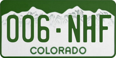 CO license plate 006NHF