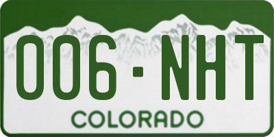 CO license plate 006NHT