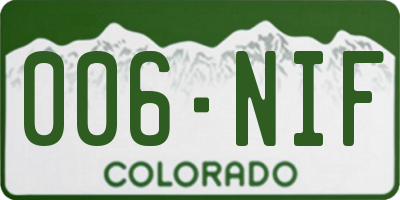 CO license plate 006NIF