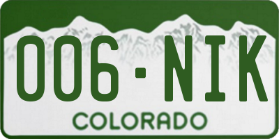 CO license plate 006NIK