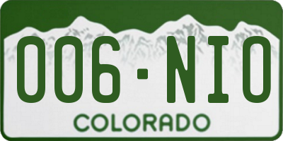 CO license plate 006NIO