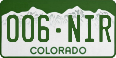 CO license plate 006NIR