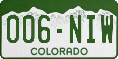 CO license plate 006NIW