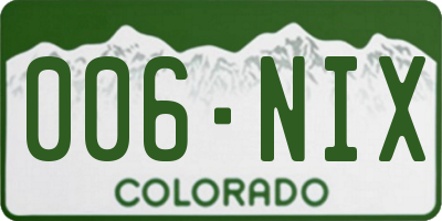 CO license plate 006NIX