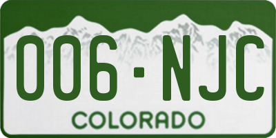 CO license plate 006NJC