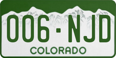 CO license plate 006NJD