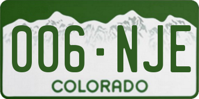 CO license plate 006NJE