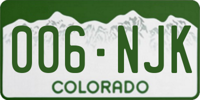 CO license plate 006NJK